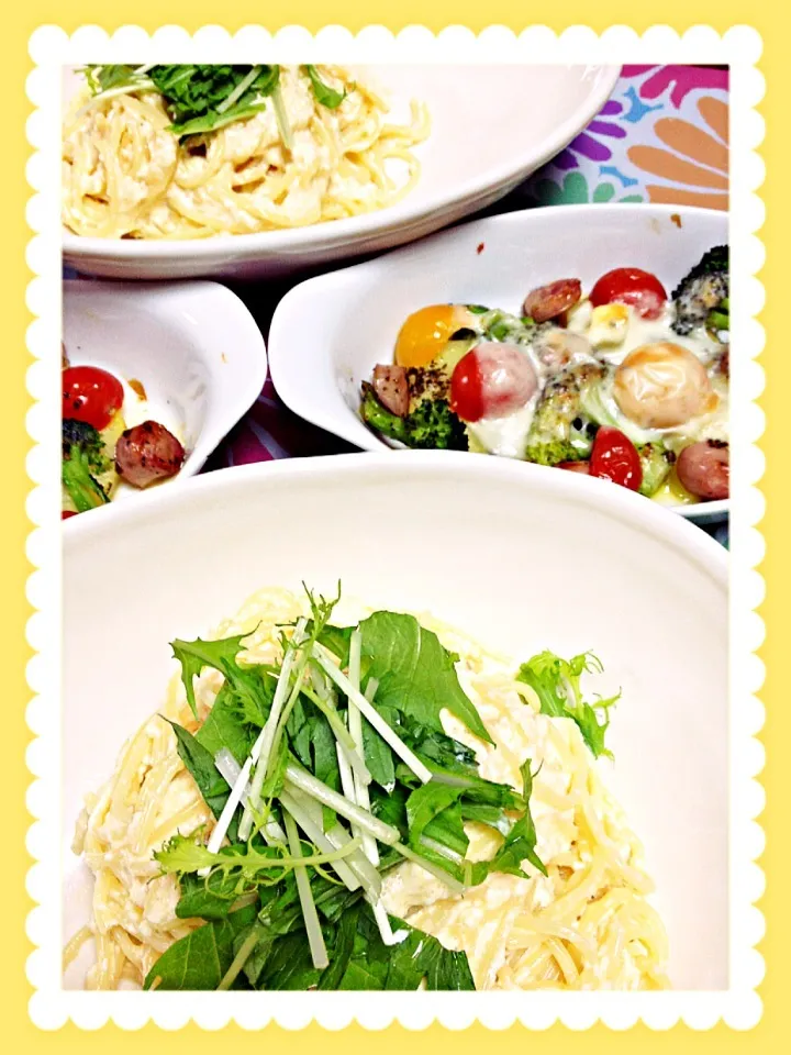 ガァガさんの 豆腐 タラコdeトロ旨パスタ作りました😊|えみちさん