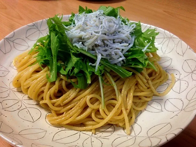 味源のだしで、水菜と釜揚げしらすのパスタ☆☆☆|machikoさん