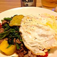 ガパオライス風、空心菜ライス