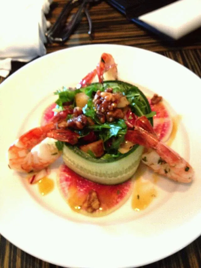 Sautéd jumbo Shrimp, Arugula & Potato Salad dressed in a maple orange dressing|Bryan S. Mooreさん