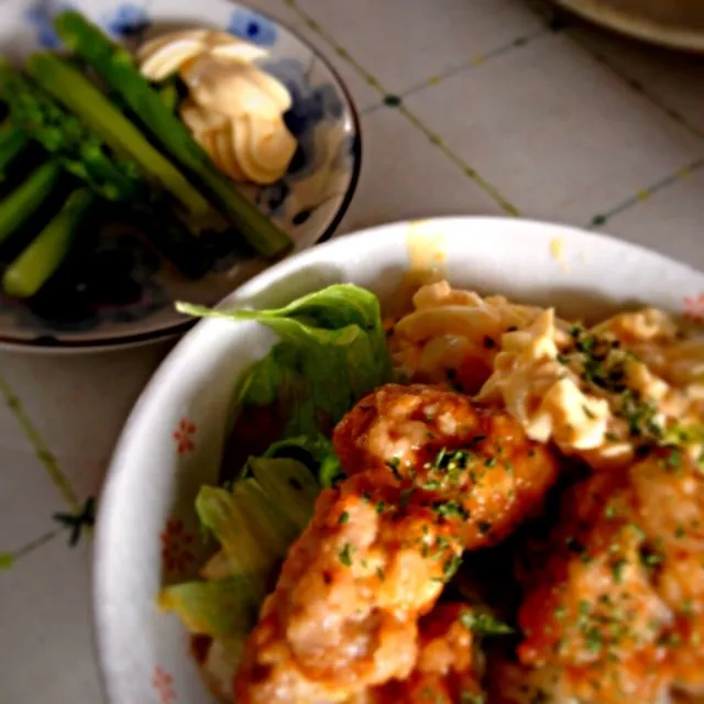 残りのチキン南蛮で丼(^O^)|MHKさん