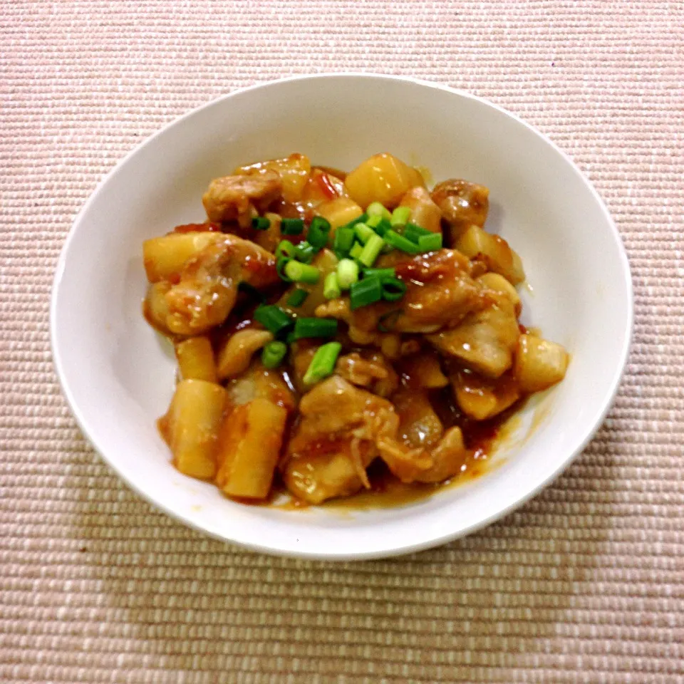 大根と鶏肉のにんにく醤油炒め|hiroさん