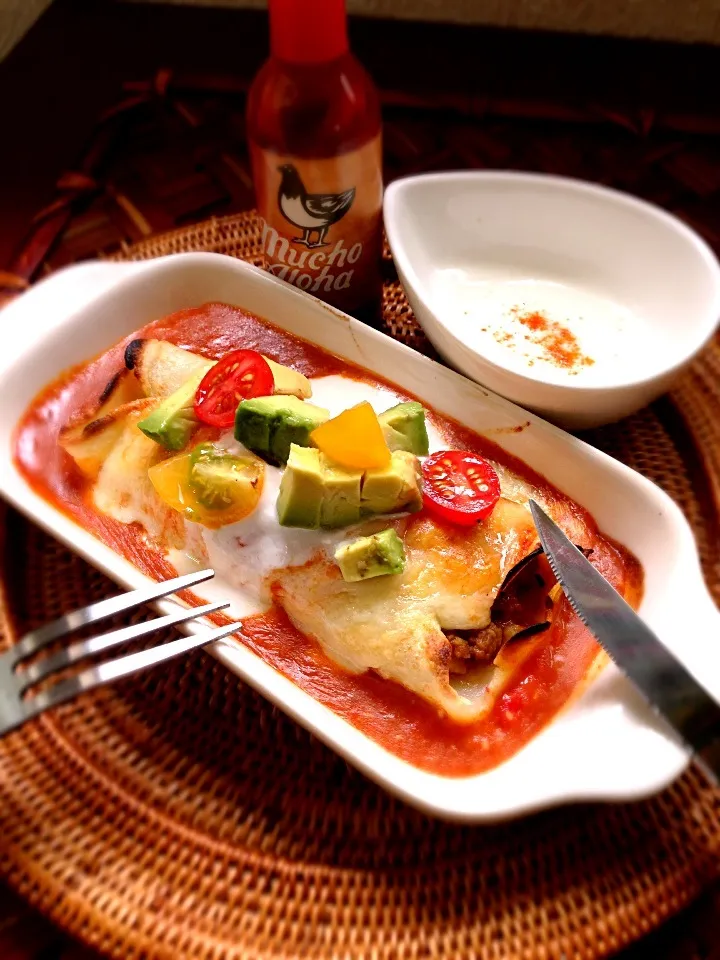 Snapdishの料理写真:enchilada🔥ﾗﾑｷｰﾏのｴﾝﾁﾗｰﾀﾞ🌵|🌈Ami🍻さん