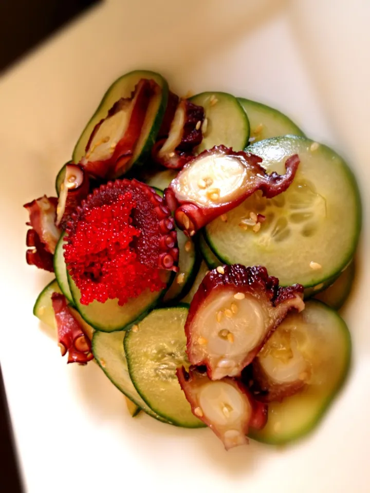 Octopus cucumber salad with my version of ponzu (w/o vinegar)|@namamotoさん