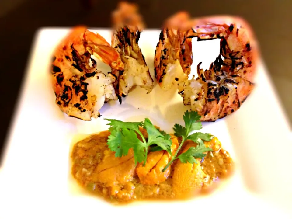 Grilled prawns with Uni sauce|@namamotoさん