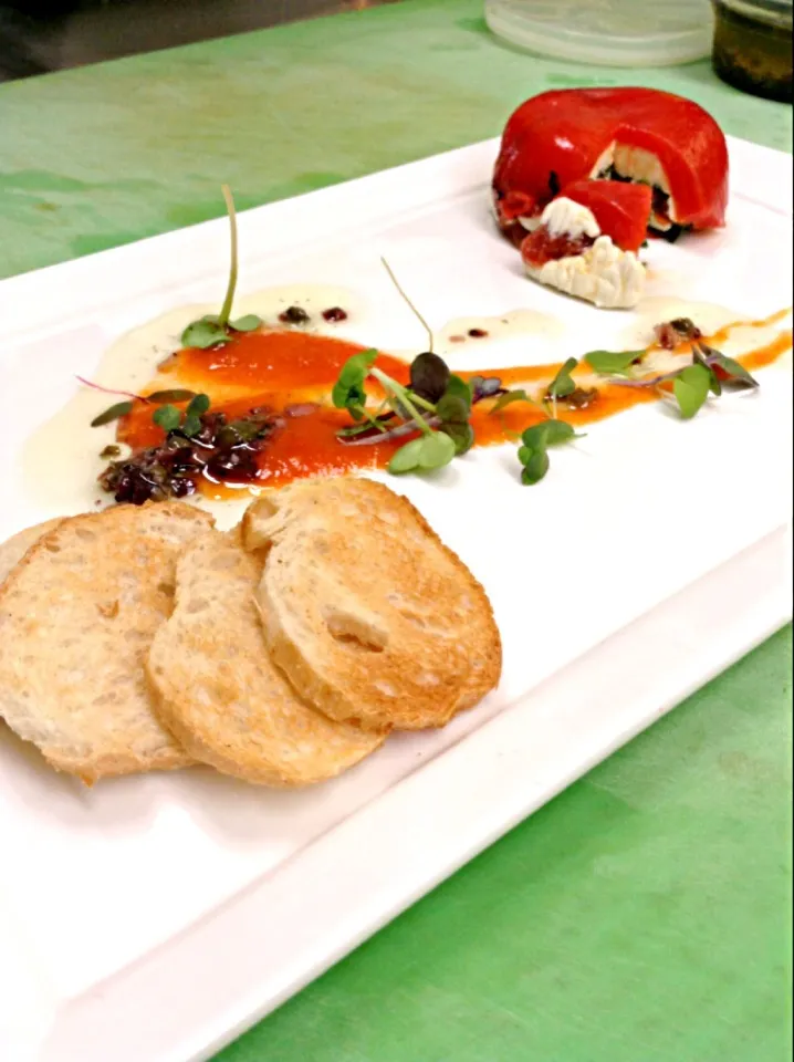 Vegetable & Goat cheese terrine with gazpacho and nicisoise vinegrette|Milka Papricaさん