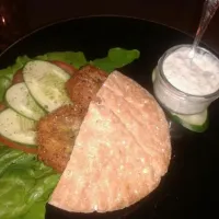 Falafel pita with tzatsiki sauce