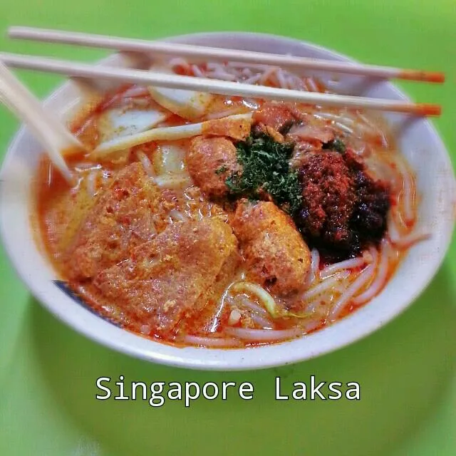 Singapore Laksa..its noodles with coconut milk curry with a sprinkle of mint leaves..famous in Singapore.|yapさん