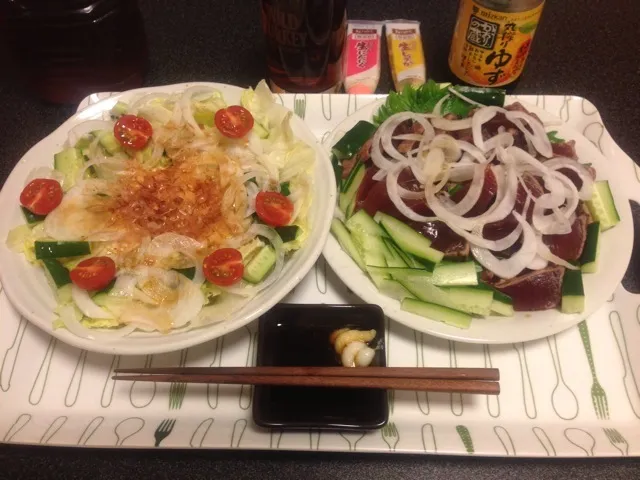 奴サラダ、鰹のたたき！(^_−)−☆✨|サソリさん