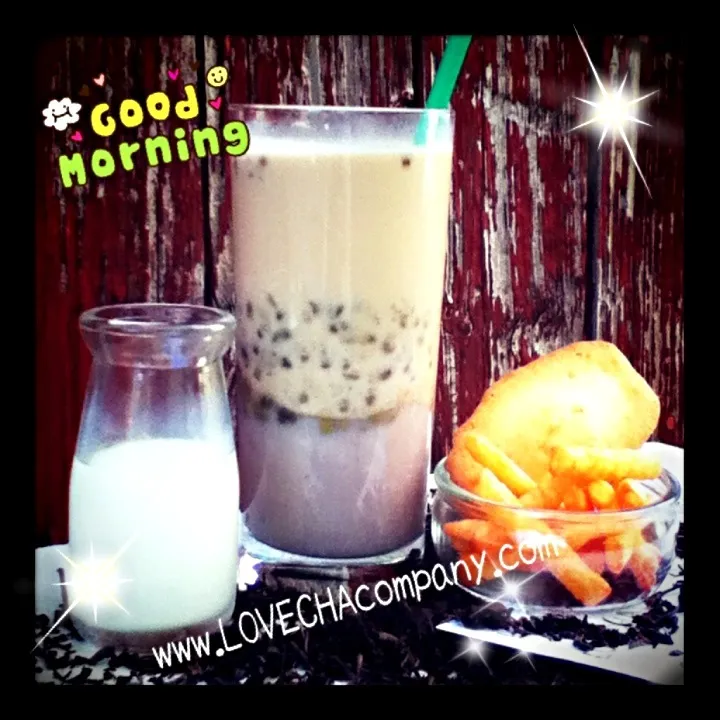 Taro Green Beans milk tea|LovechaCompanyさん