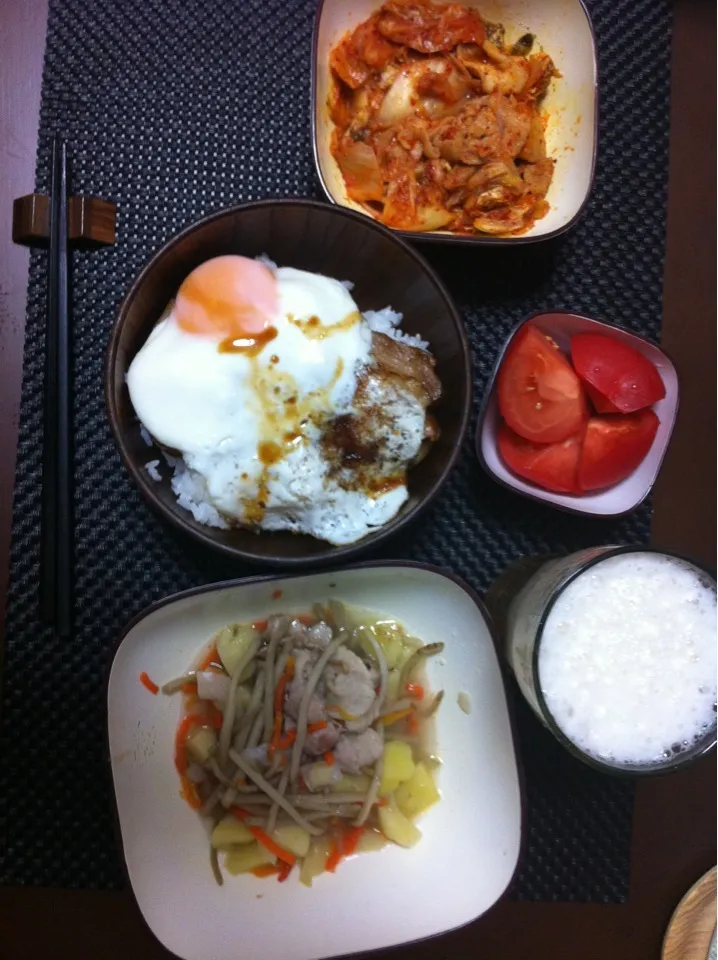 焼豚玉子飯と豚キムチです！|一色さん