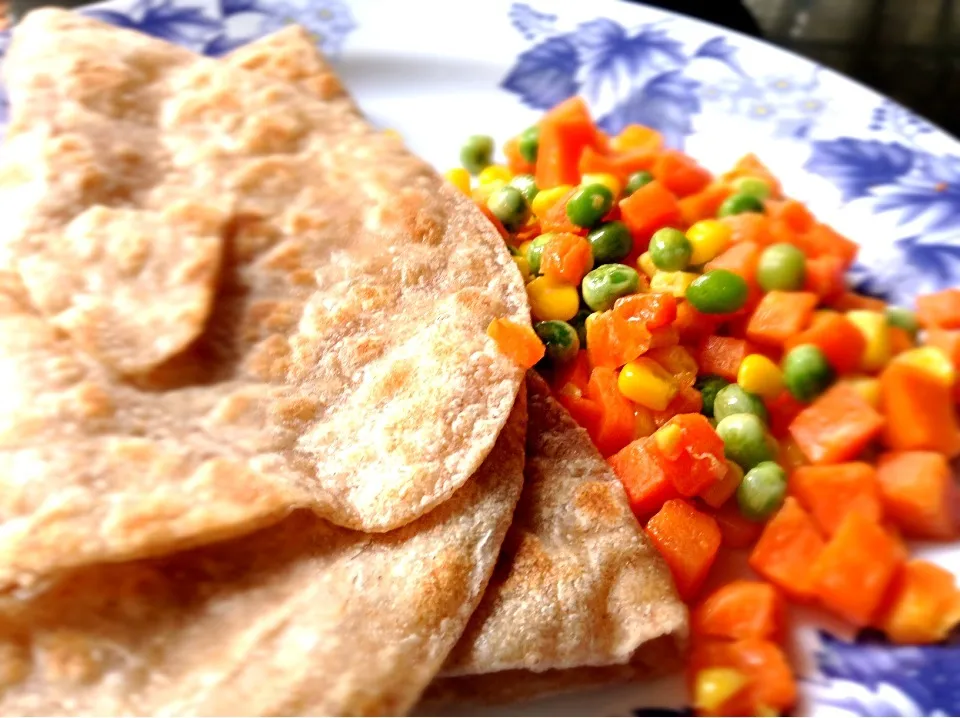 Buttered vegetable with chappati|Candyさん