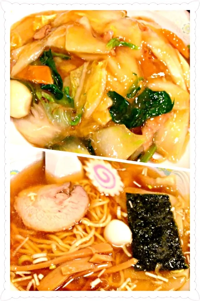 Snapdishの料理写真:fried noodles with a thick starchy sauce&Wonton noodles✨|🌈Ami🍻さん