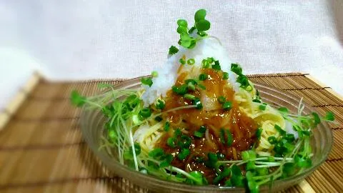 なめたけ大根おろしのポン酢パスタ|たれぞうさん