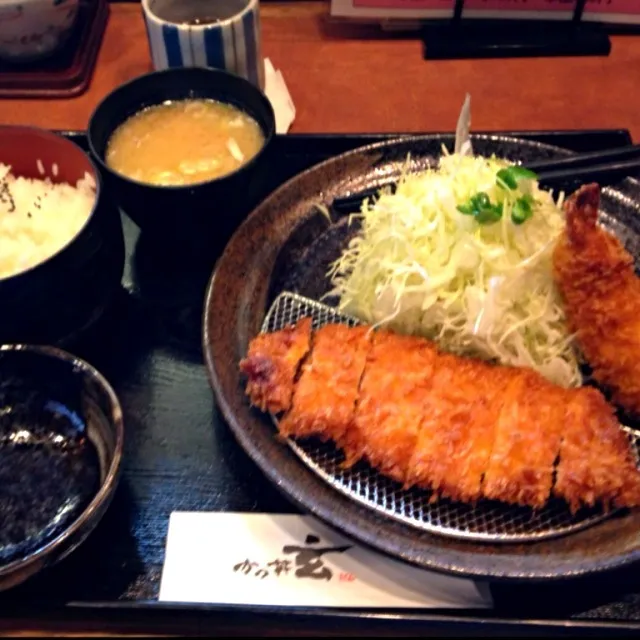 豚カツと海老フライ定食|apple328さん