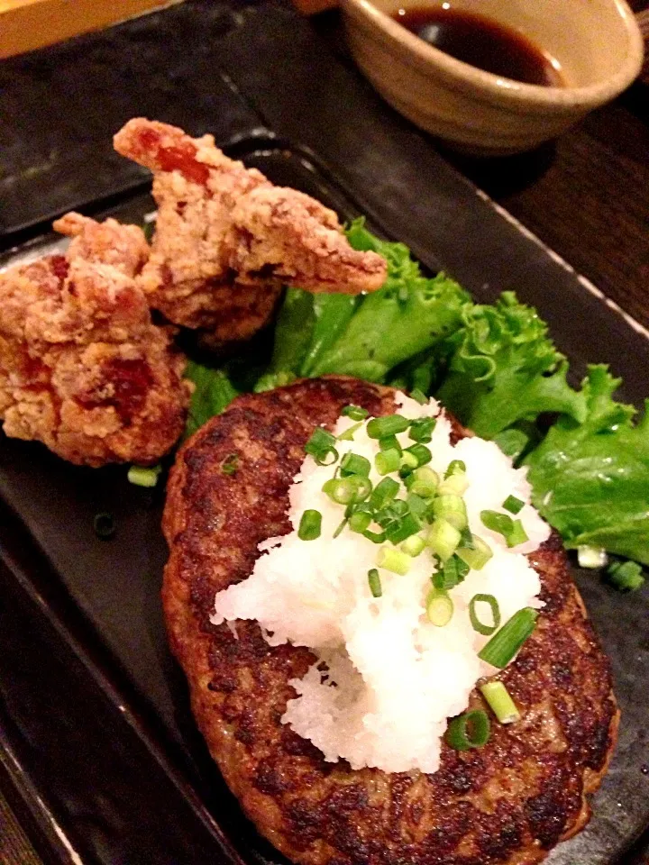 和風おろしハンバーグとチキンタツタ揚げ|あいさん