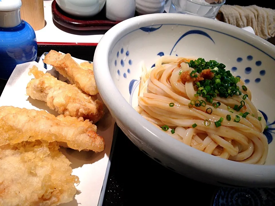 かしわ天冷(醤油)@谷や(水天宮前)|塩豚骨さん