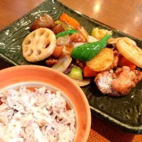 Snapdishの料理写真:鶏の黒酢あんかけ定食@大戸屋|平山加奈子さん