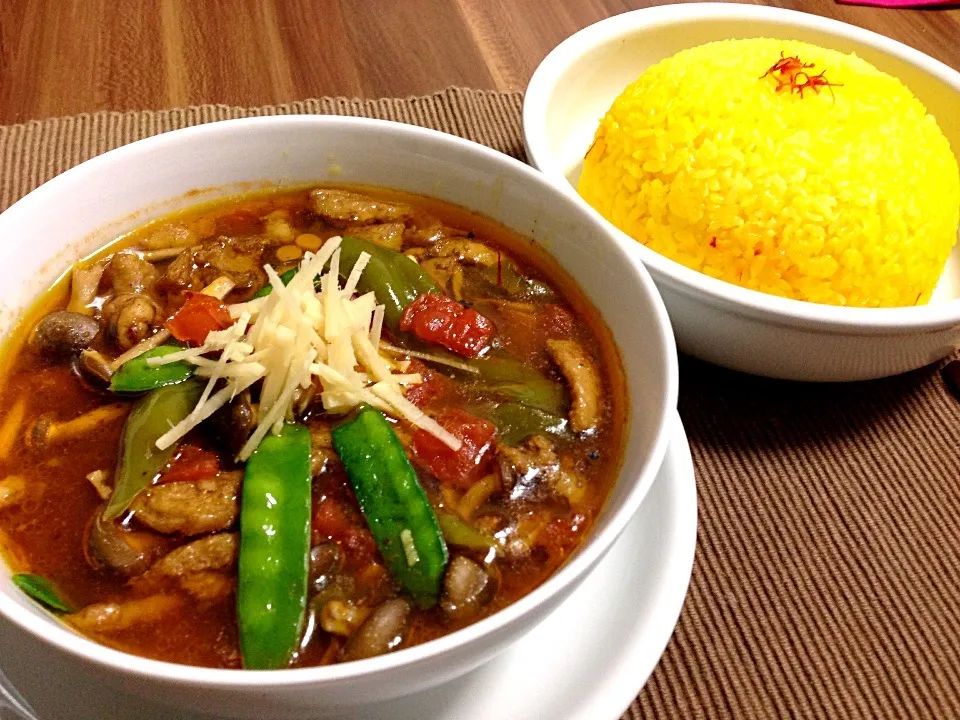 鶏肉とシメジのレンズ豆スープカレー|あか牛さん