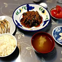 Snapdishの料理写真:ナスとピーマンと鶏ひき肉の味噌炒め|osakoさん