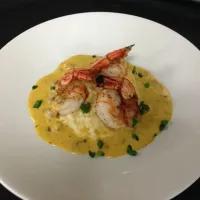 Snapdishの料理写真:Shrimp and anson mill grits, taso ham cream sauce|joshua sayersさん