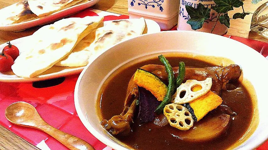 チキン丸ごとカレーとグリルパンでナン(*^^*)|yokoさん