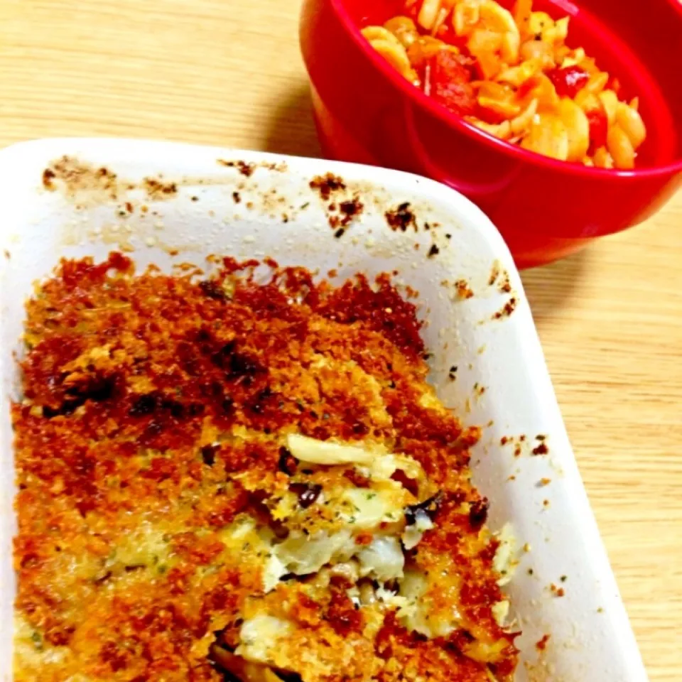 カレイのパン粉焼きとミネストローネ|サヤラムネさん