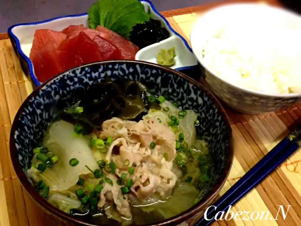 今日の賄い  ミニ牛肉ラーメン&鮪ブツ|Cabezon.Nakamuraさん