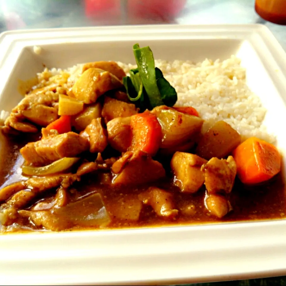 Japanese chicken curry with spicy rice|Veronica Angelia Djさん