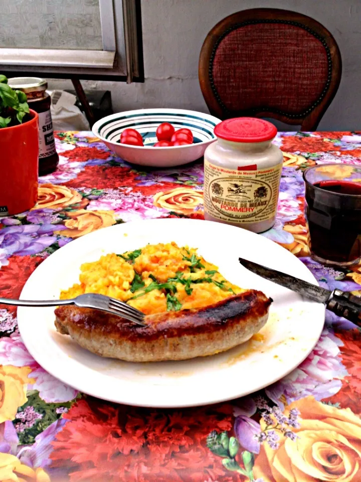 Carrot & rucola mash with sausage|Generaalさん