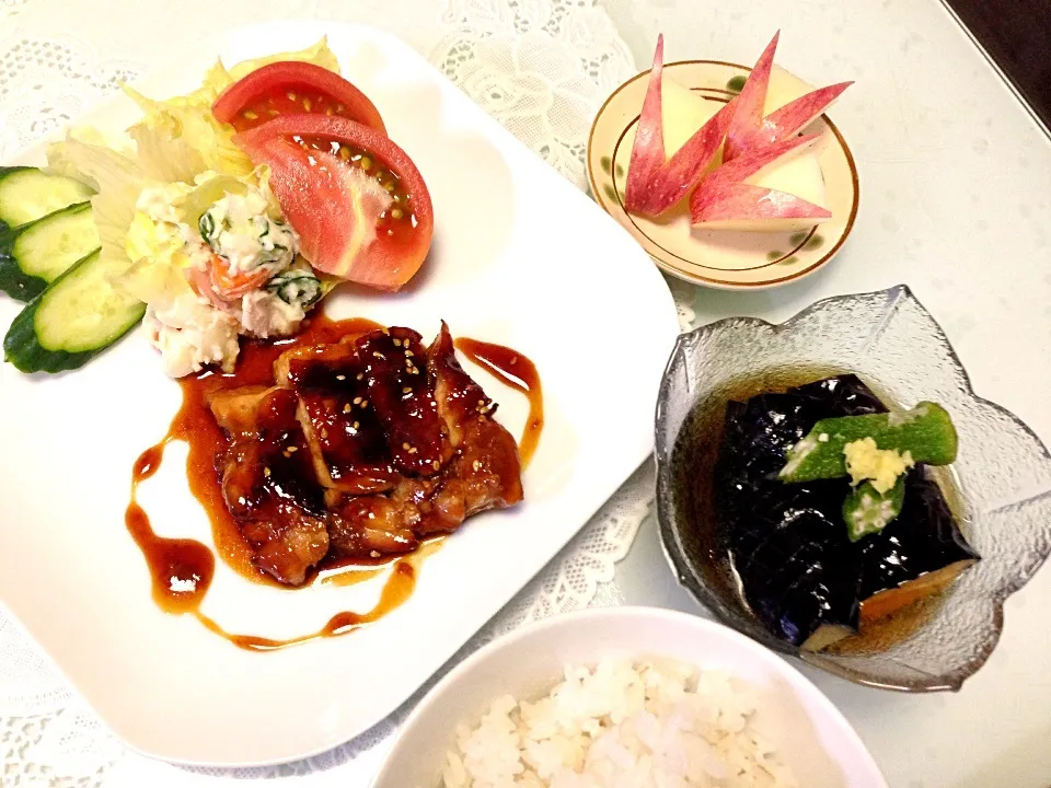 japanese teriyaki chicken ☆             nasu nibitashi＊|rubyjaneさん