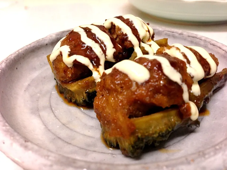 ゴーヤの肉詰め照焼き風|みきさん