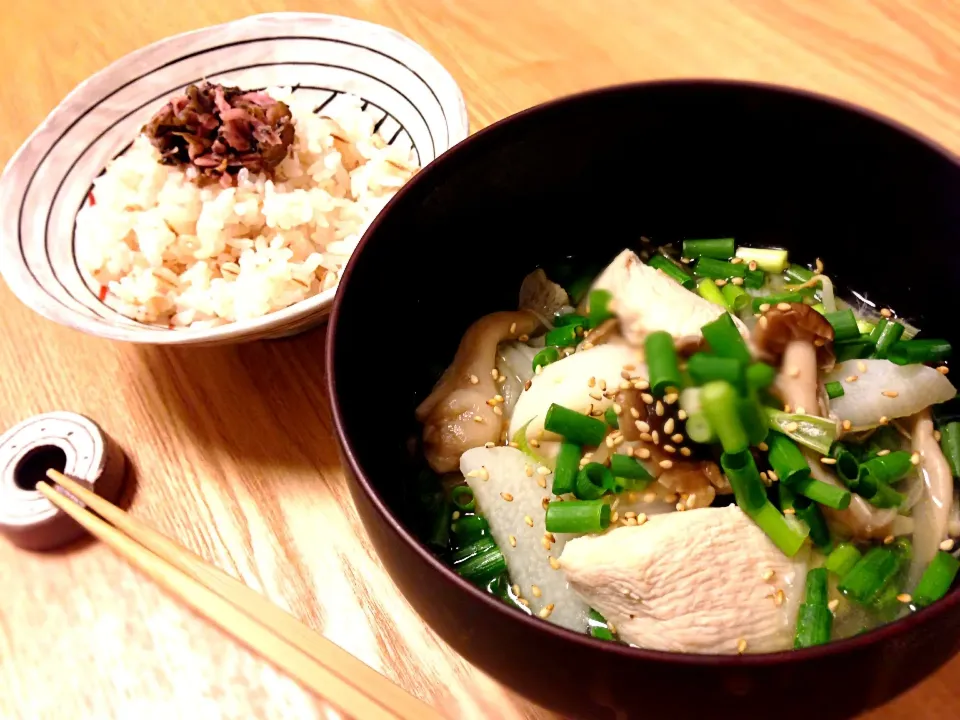 鶏と茸と山芋の柚子胡椒汁|ユキさん