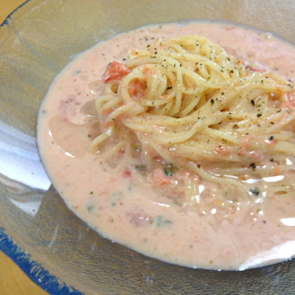 マリマリさんの冷たい豆乳トマトうどんパスタver|りつ(*≧艸≦)さん