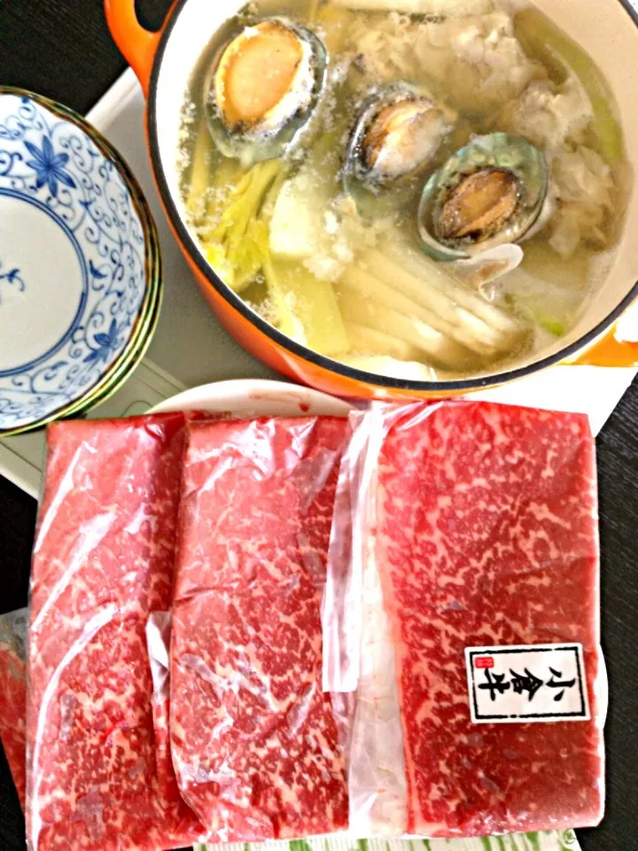 アワビ、冬瓜、牛肉のしゃぶしゃぶ|zcさん