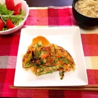 水菜のチヂミ＊ラーメン＊サラダ|あさん