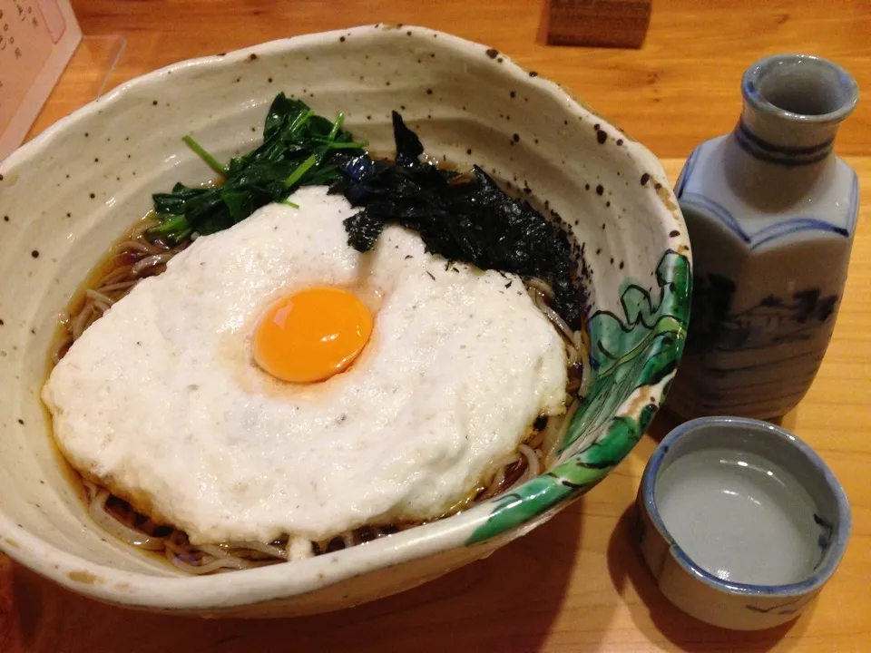 山かけ蕎麦（冷）と冷酒|まさとさん