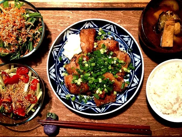 おうち定食 マヨポン揚げないからあげ定食|りささん