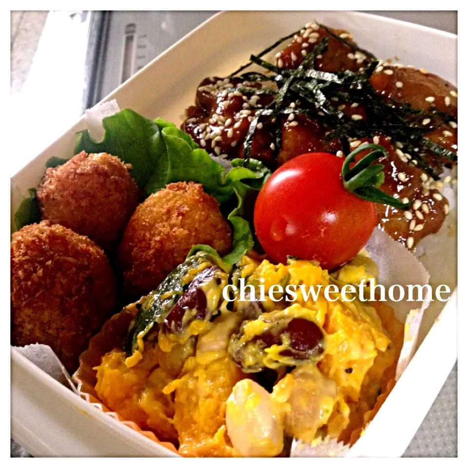 7/1  炭火焼き鳥と新じゃがコロッケ弁当|chieko ♪さん