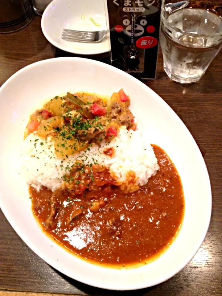 今週のカレー！冬瓜のチキンカレー煮とデミトマトのあいがけ！2013#195|大阪カレー部長さん