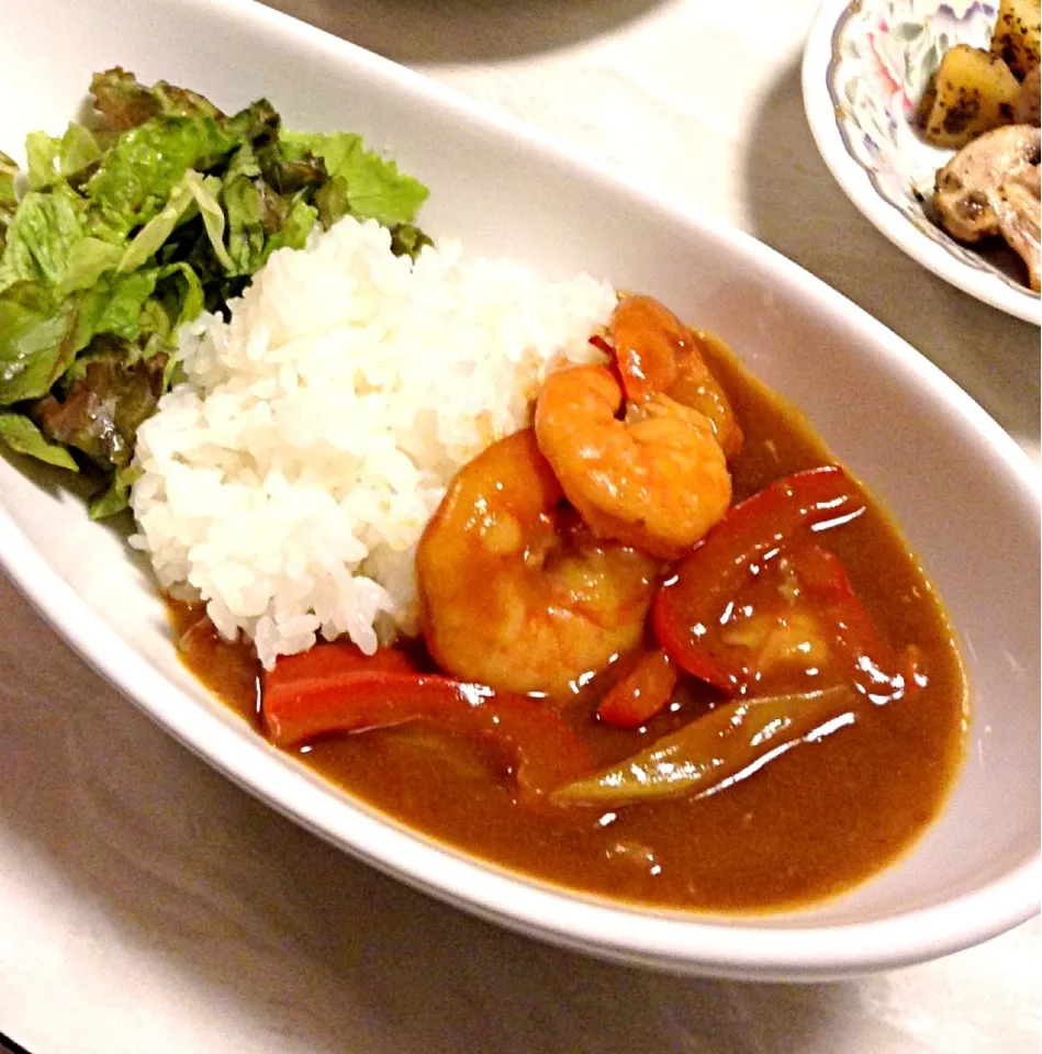 えびとセロリのグリーンカレー風炒めカレー|ぶうきちさん