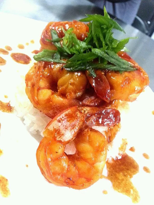 mango moscato shrimp over jasmine coconut rice@premier beverage catering.|chefchin0さん