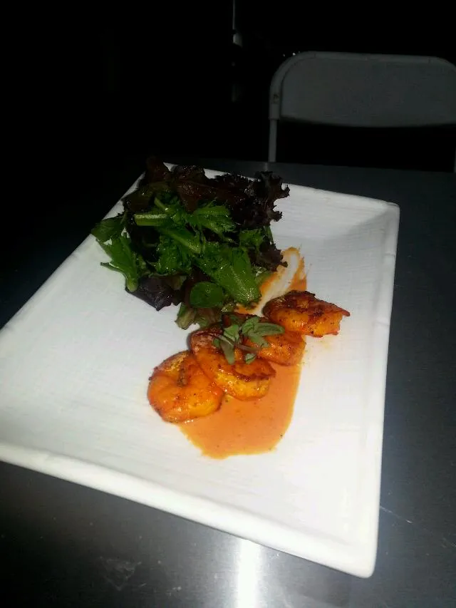 pina colada curry shrimp and baby greens salad@premier beverage catering.|chefchin0さん