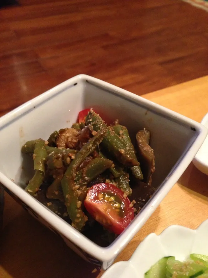 茄子とインゲンとミニトマトの酢味噌和え|あきらさん