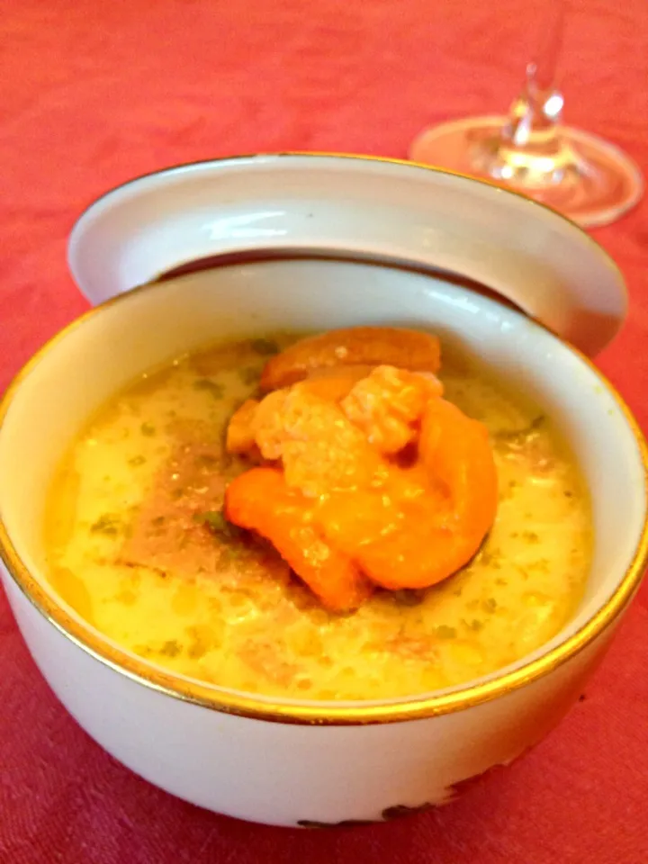 Snapdishの料理写真:Chawamushi with foie gras and uni.|Sandra Wanさん