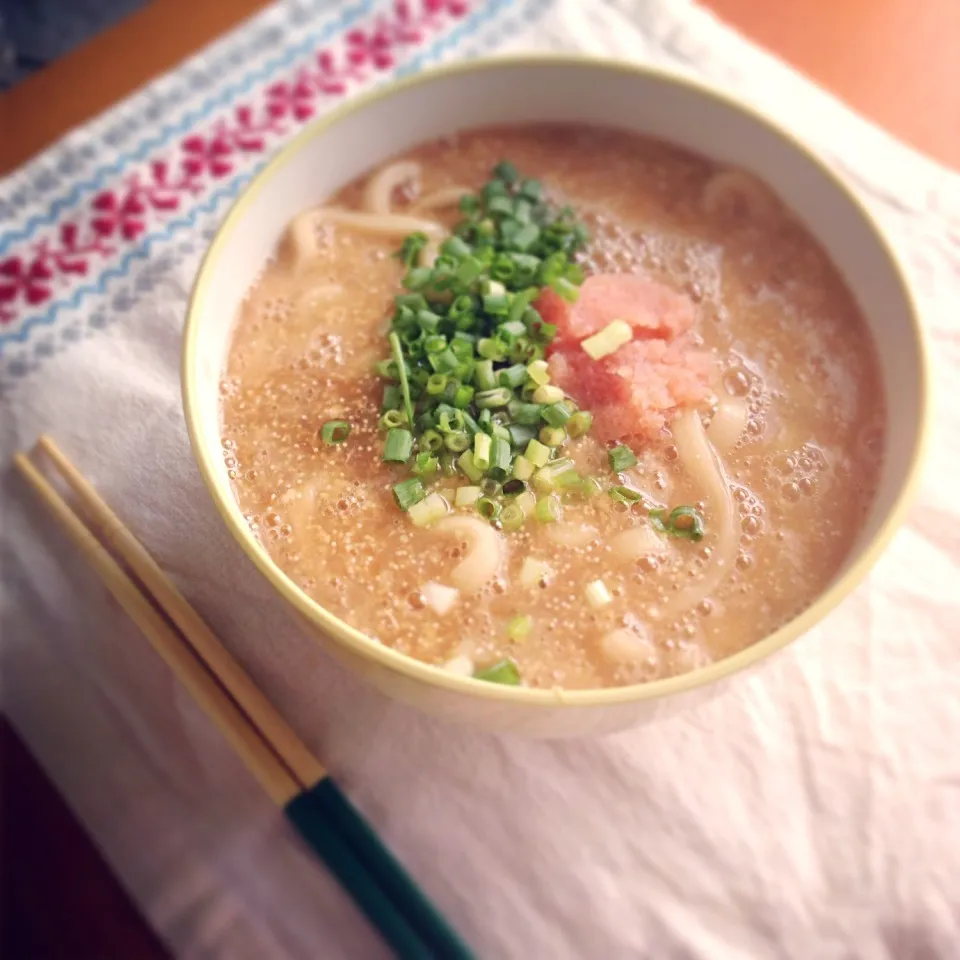 つるとんたん風の明太子うどん|はちょんさん