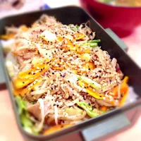 Snapdishの料理写真:野菜炒め丼弁当！|翔生さん