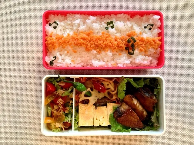 Snapdishの料理写真:主人のお弁当♪ブリ照り弁当⭐|千廣さん