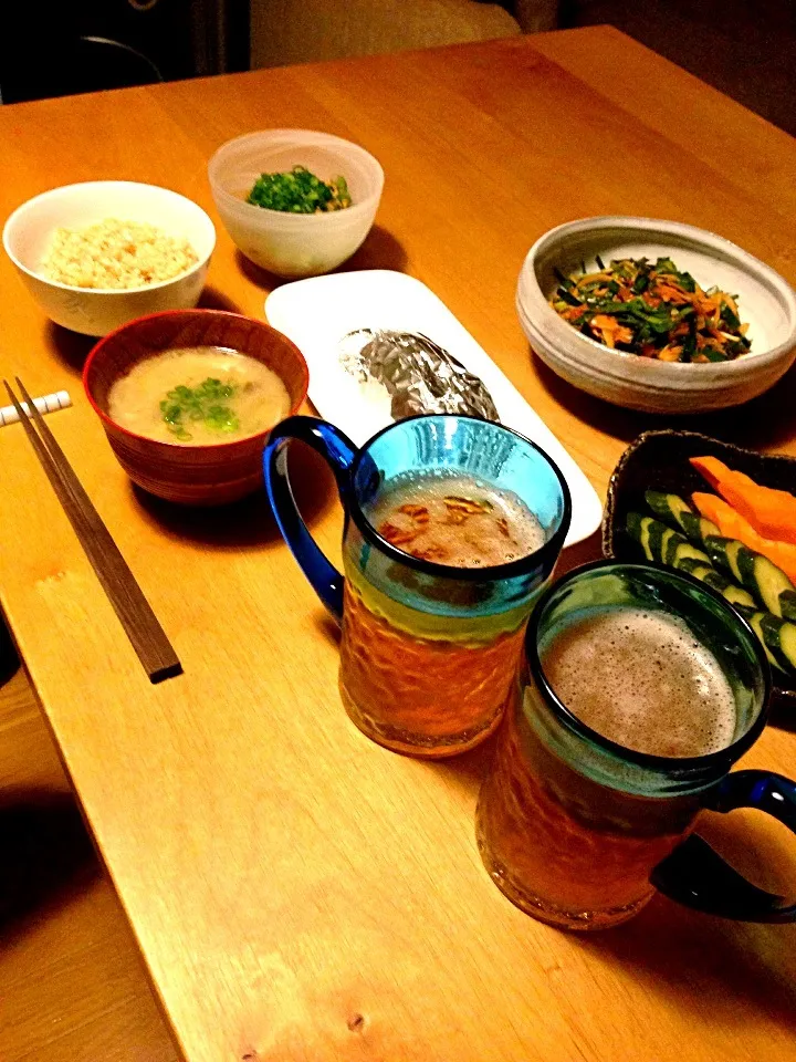 Snapdishの料理写真:本日の晩御飯🍚🍻🐟|YuK:さん