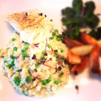 Cod risotto with micro herbs.|David Cairnsさん